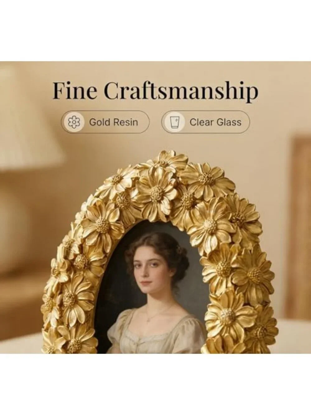 Set of 3 Vintage Gold Ornate Picture Frames - Oval & Round, Small Decor